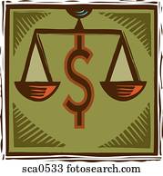 A money scale on a green background