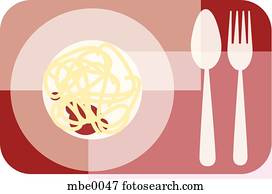 A plate of spaghetti next to a spoon and fork A plate of spaghetti next to a spoon and fork