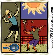 illustration of people playing tennis