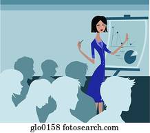 A woman explaining graph at business presentation