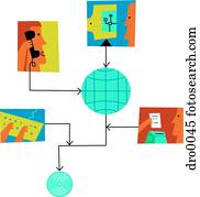 diagrama, ilustrar, online, serviços
