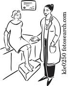 A doctor with a female patient