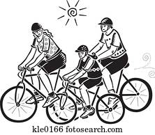 A family biking together A family biking together