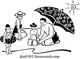 A family playing at the beach A family playing at the beach