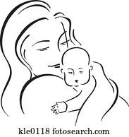 a, frau, und, sie, neugeborenes baby