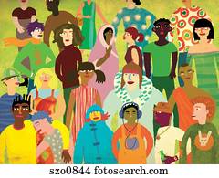 A group of multi-ethnic people standing together