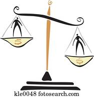 A man and woman on a money scale