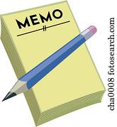 A memo note pad and pencil