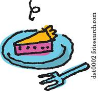 A piece of pie on a plate and a fork A piece of pie on a plate and a fork