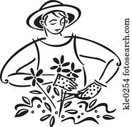 A woman gardening