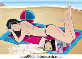 A woman lying on the beach