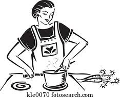 Clip Art of Family making preparation of food u11446852 - Search ...