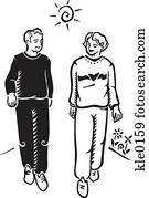 An elderly couple walking An elderly couple walking