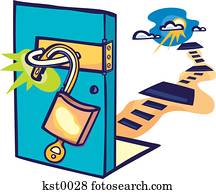 A thief unlocking a door Clip Art | sps0551 | Fotosearch