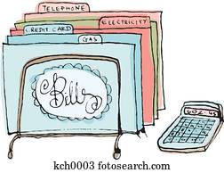 Bills and a calculator