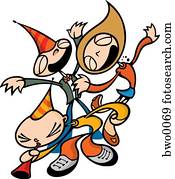 emberek, misét celebráló, egy partin