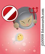 um, cômico, ilustração, de, controle nascimento