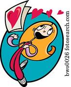 um, mulher, recebendo, um, dia dos namorados, cartão