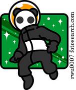 um, panda, astronauta, em, espaço