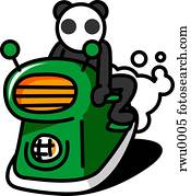 um, panda, montando, um, moped