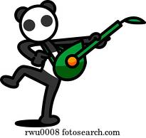 um, panda, violão jogo