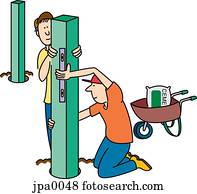 zwei, arbeiter, stellen, gebäude, balken