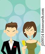 A couple at a cocktail party