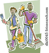 A couple gardening A couple gardening