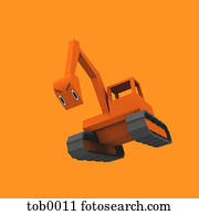 A 3D style image of a construction vehicle