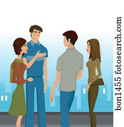 A group of young people having a conversation A group of young people having a conversation