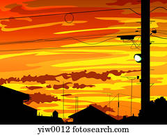 A layered dusk skyline