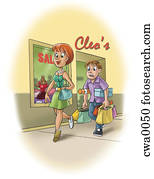 A man carrying shopping bags from a store for a woman