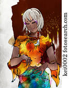 a, 肖像, 在中, a, 妇女