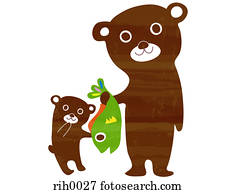 Illustration of two bears with a fish