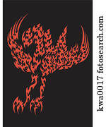 um, flamejante, águia