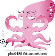 um, polvo, futebol jogando