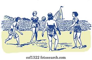 A group of people playing beach volleyball A group of people playing beach volleyball