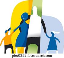 en, abstrakt, illustration, av, a, familj