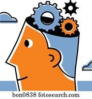 Man with cogs his brain