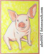 um, impressão, de, um, porca