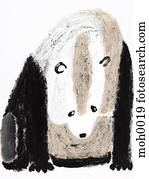 um, ingênuo, desenho, de, um, panda