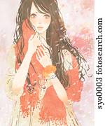 Young woman wrapped in shawl