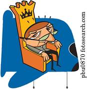 A businessman sitting at a throne