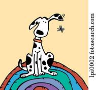 A dog listening to a butterfly A dog listening to a butterfly