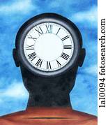 A man with a clock in his head