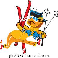 a, mann, halten, skier