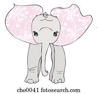 An elephant with a floral pattern in its ears An elephant with a floral pattern in its ears