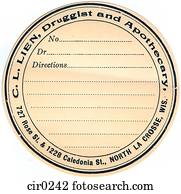 farmácia, em branco, etiqueta