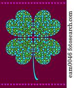 um, shamrock, feito, de, menor, corações