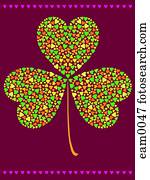 um, três, folha, trevo, feito, de, menor, corações